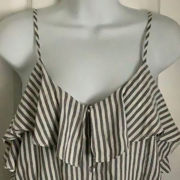 COTTON BLEU “THE FLORENCE” JUMPSUIT IN GREY/WHITE STRIPES SIZE MEDIUM NWT - Picture 8 of 16